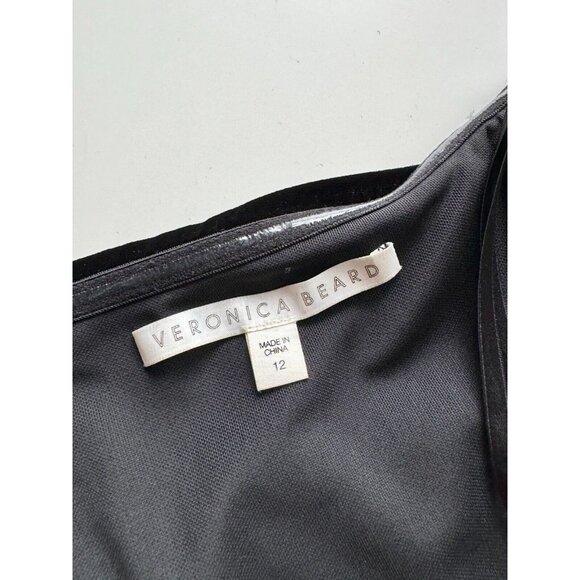 VERONICA BEARD Palo Black Silk Velvet Rhinestone Strapless Draped Dress, Size L - Picture 14 of 16